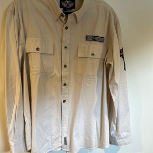 Harley Davidson cream colored shirt. Long sleeve button down . Size XL